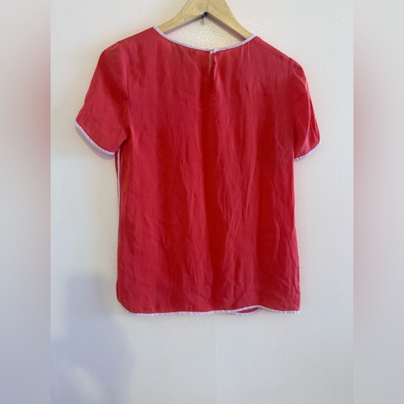J. Crew Women’s Silk Coral Red Shirt Blouse top tee silk size 2 - Picture 13 of 15